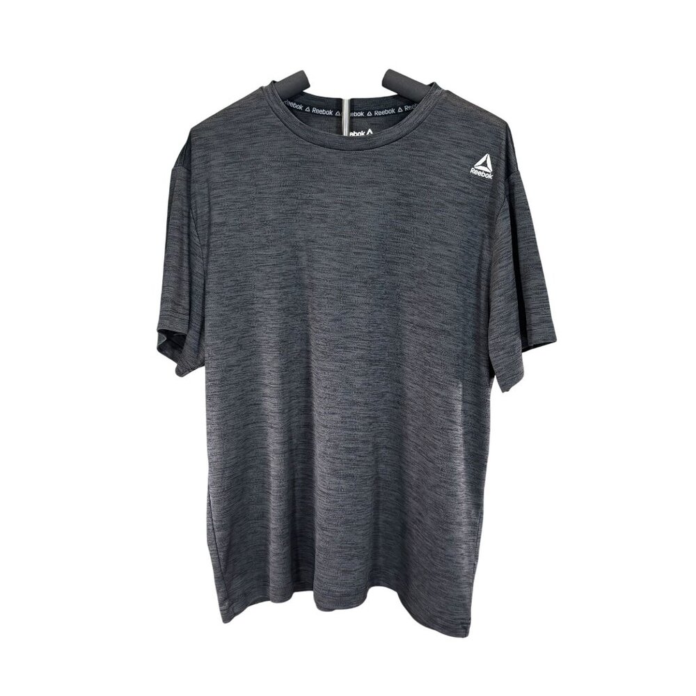 Reebok Mens Athletic T-Shirt XL Black and Gray Quick-Dry Short Sleeve